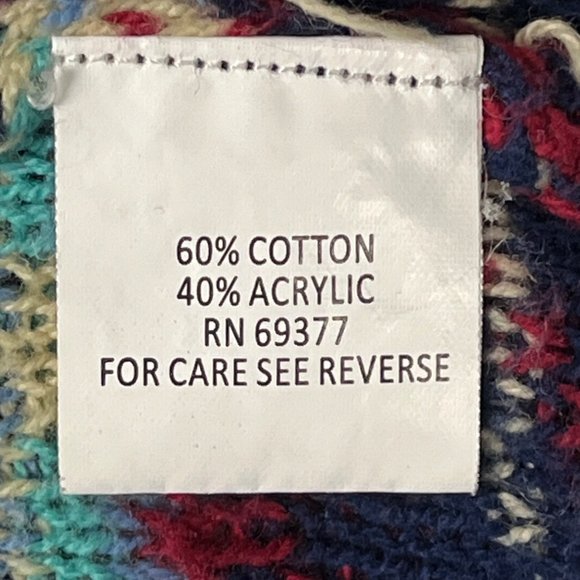 Wrangler Blanket Sweater Cardigan Southwest Geometric Plaid Design Fringe Sz LG - Picture 6 of 8